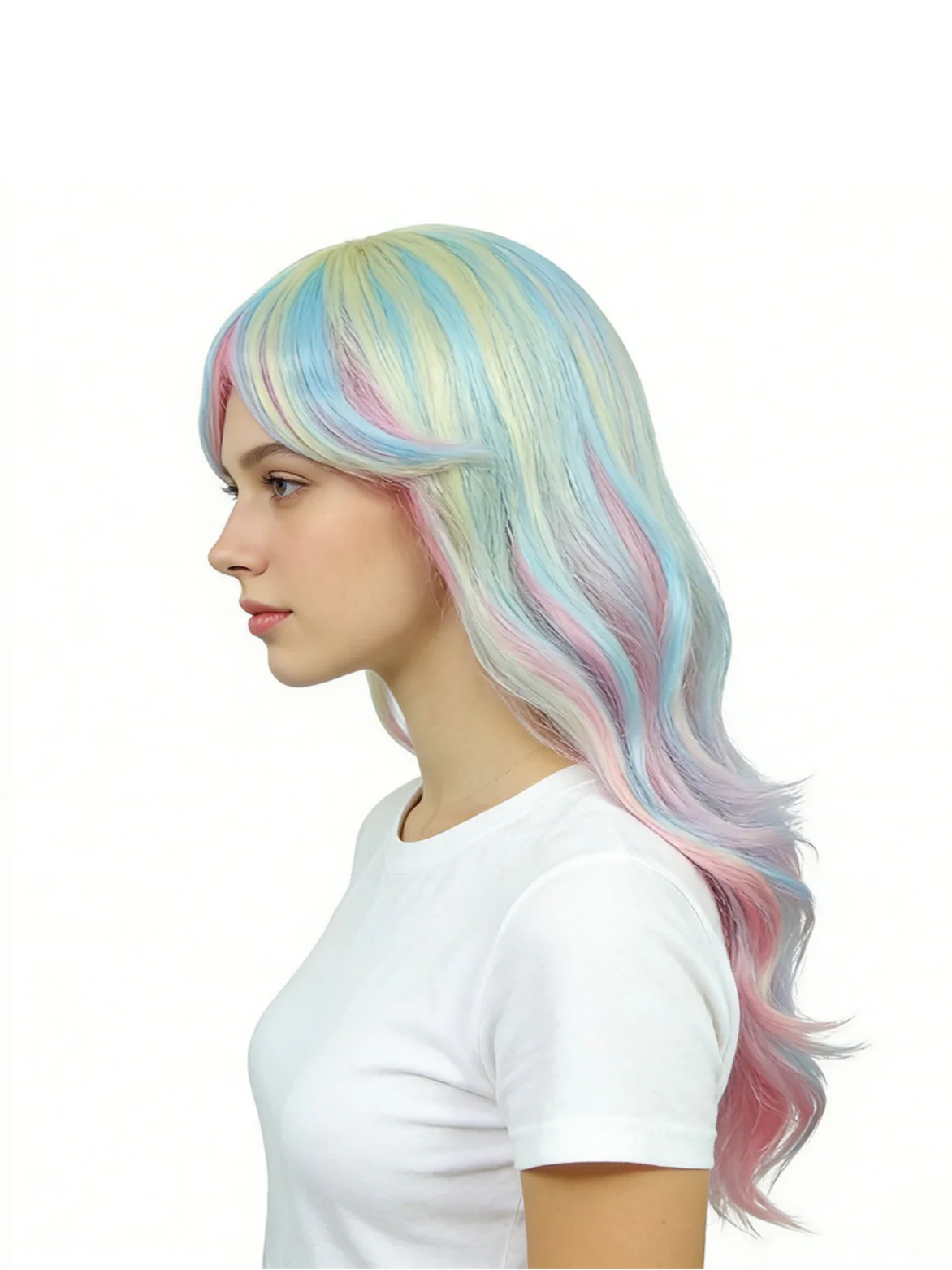 Colored Synthetic Fiber Long Wavy Curl Wig - Image 4