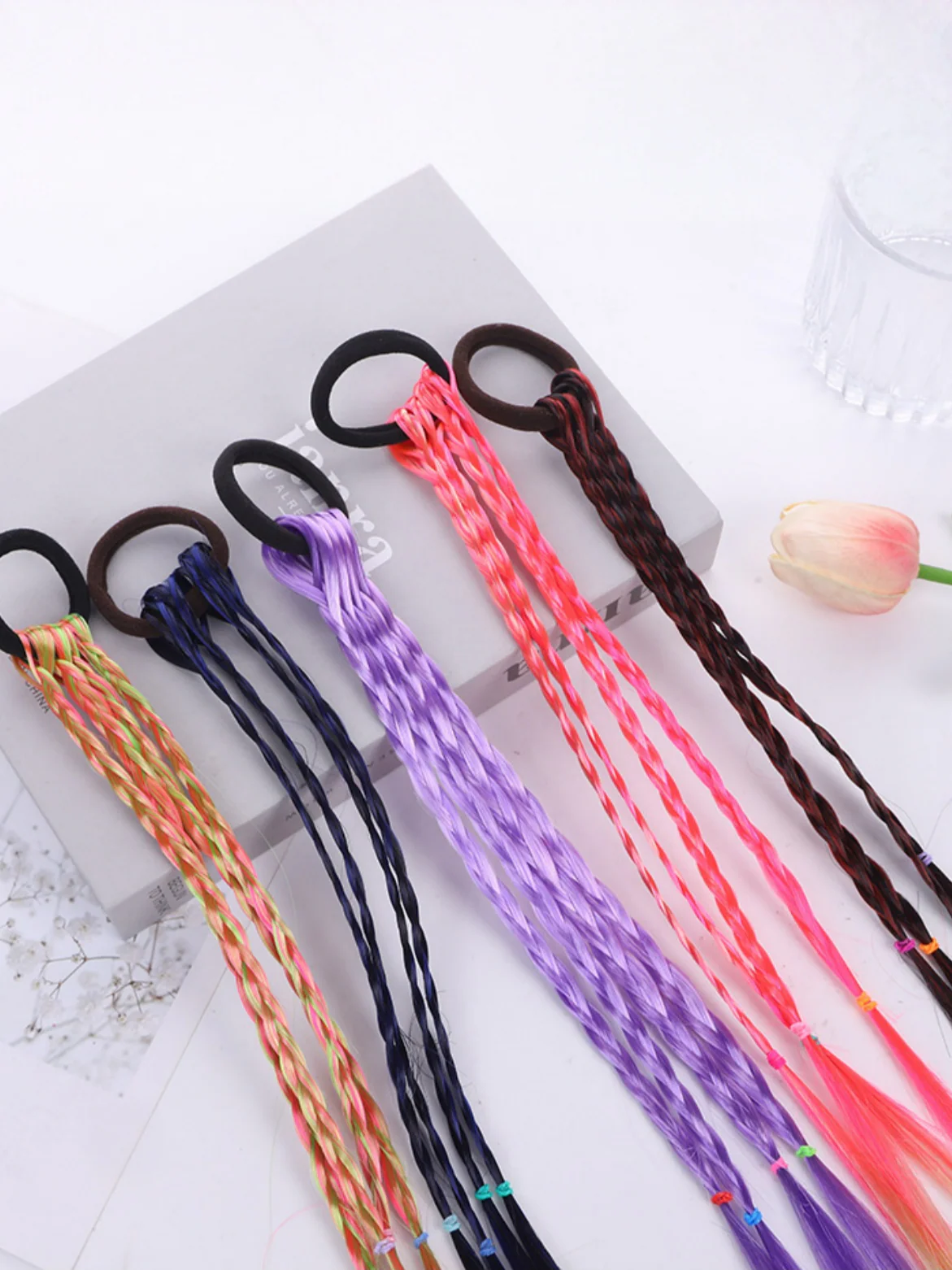 10-piece Set Of Colorful Braided Ponytail Wigs - Image 4