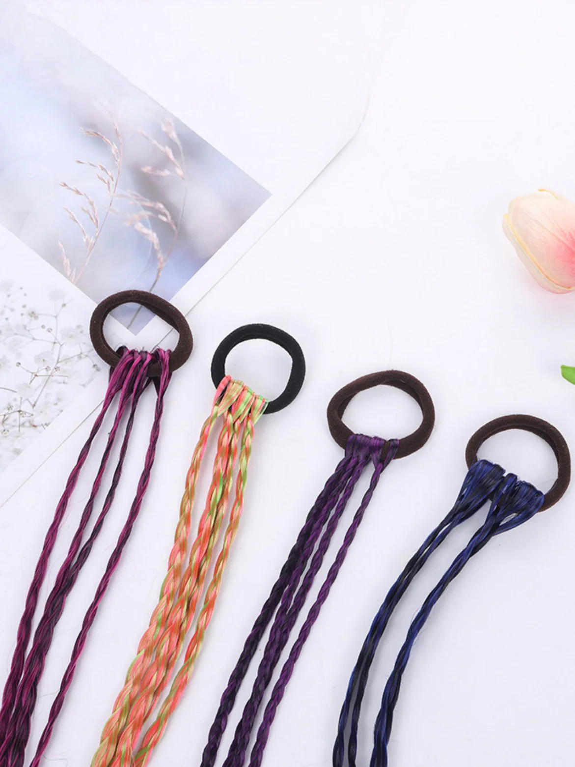 10-piece Set Of Colorful Braided Ponytail Wigs - Image 9