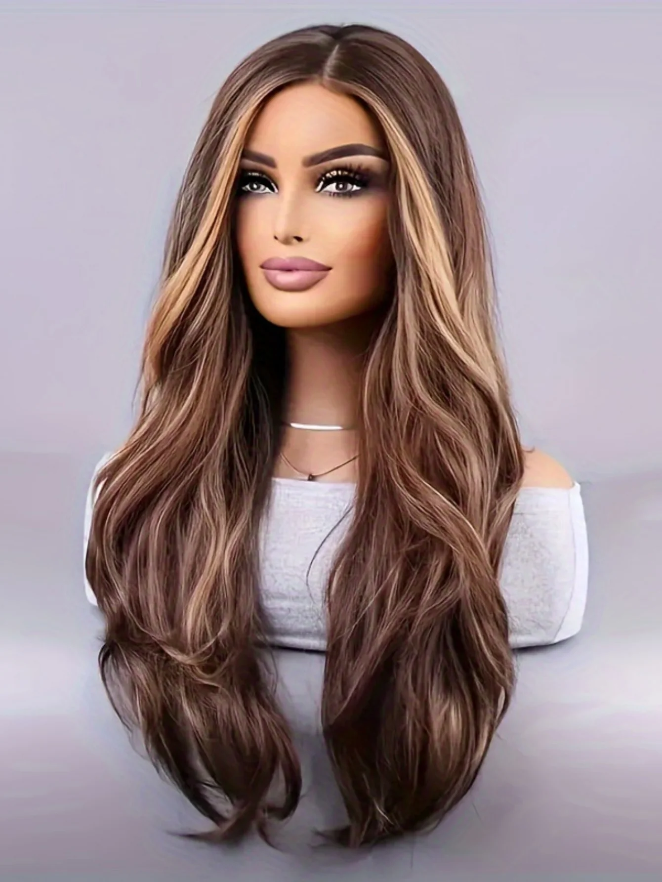 Synthetic Fiber Long Wavy Curl Wig - Image 2