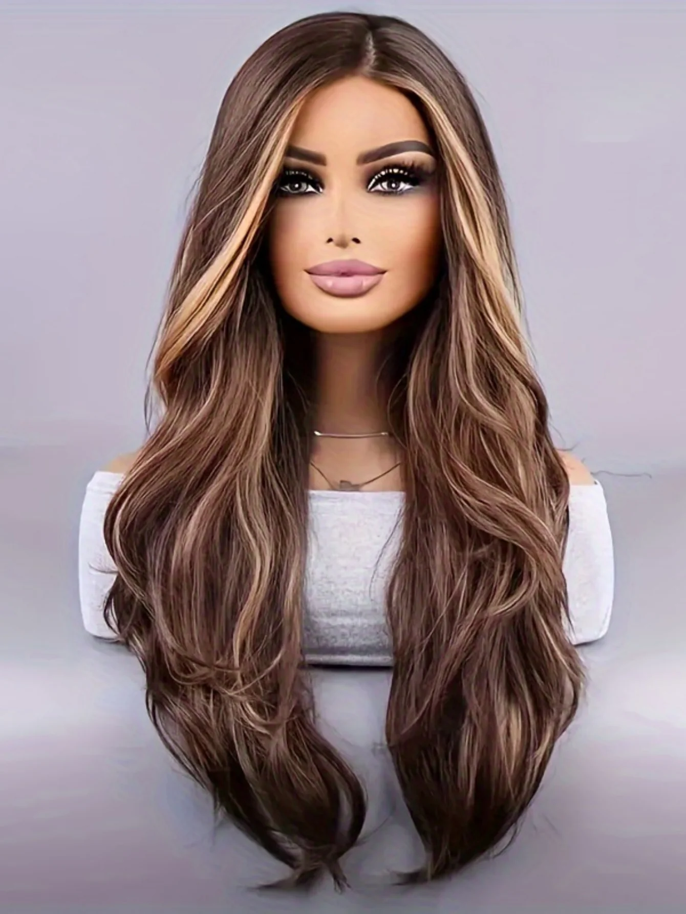 Synthetic Fiber Long Wavy Curl Wig - Image 4