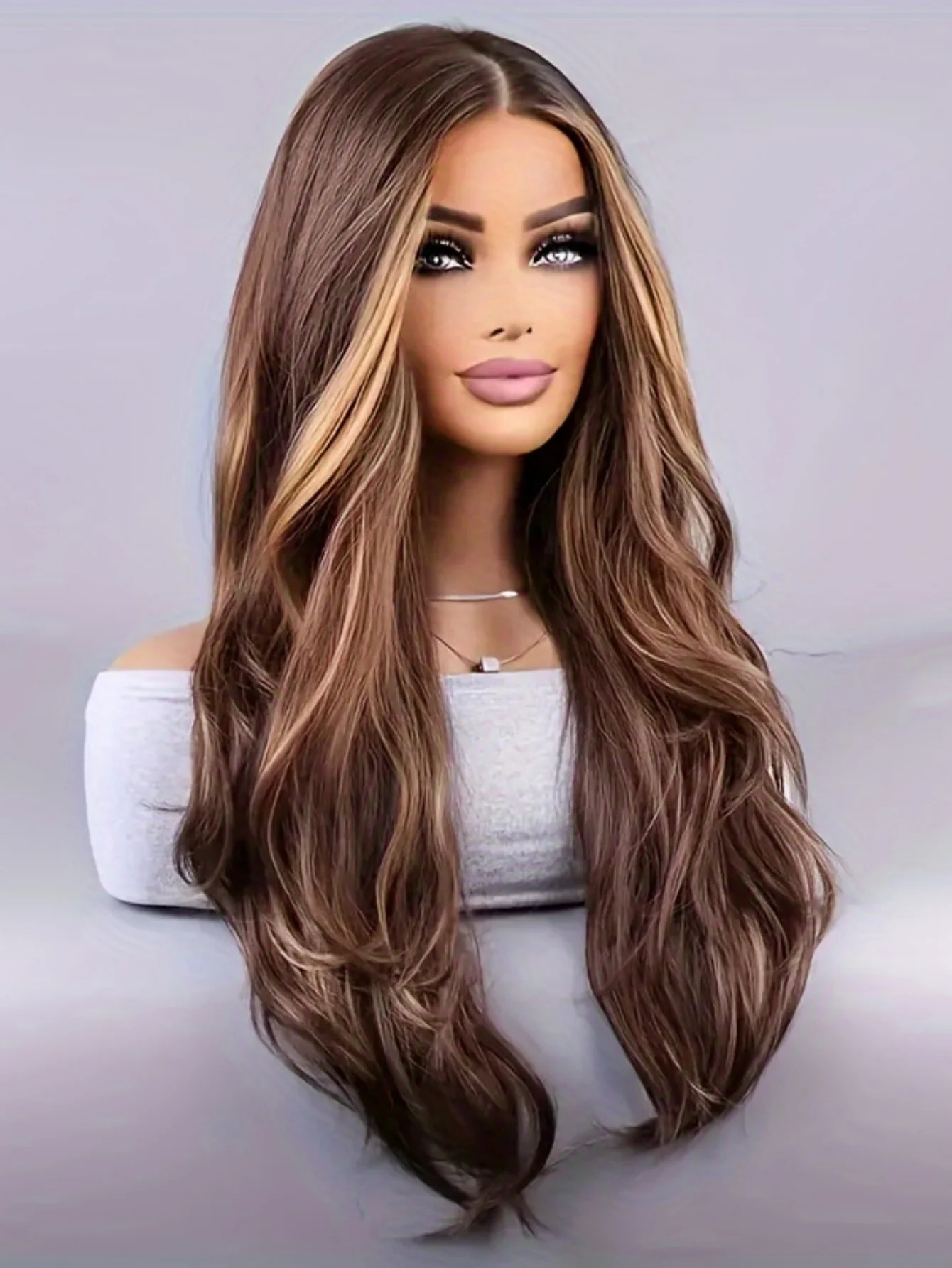 Synthetic Fiber Long Wavy Curl Wig - Image 5