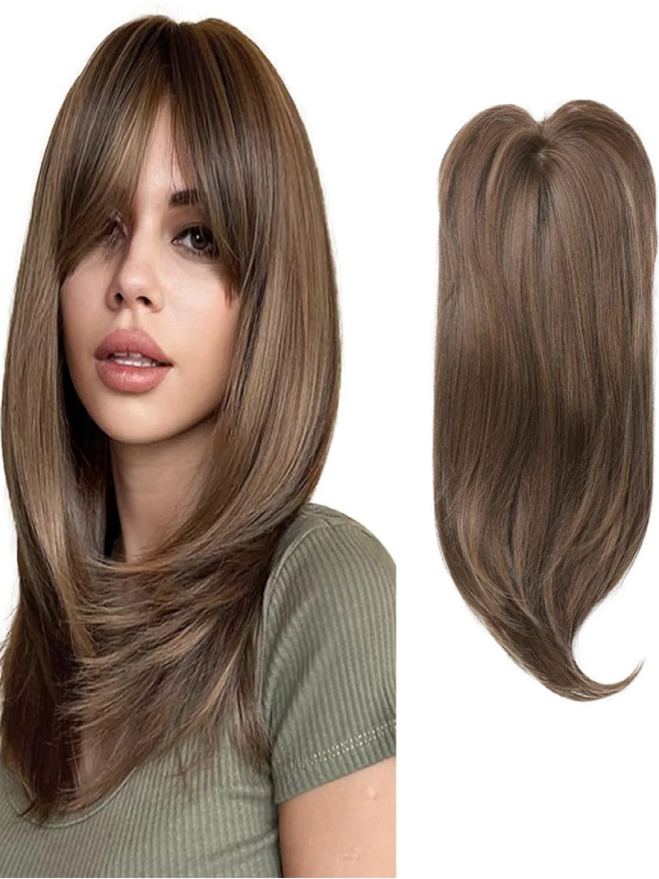 Invisible, Seamless, Long, Curly Wig With White Hair Covering - Image 4