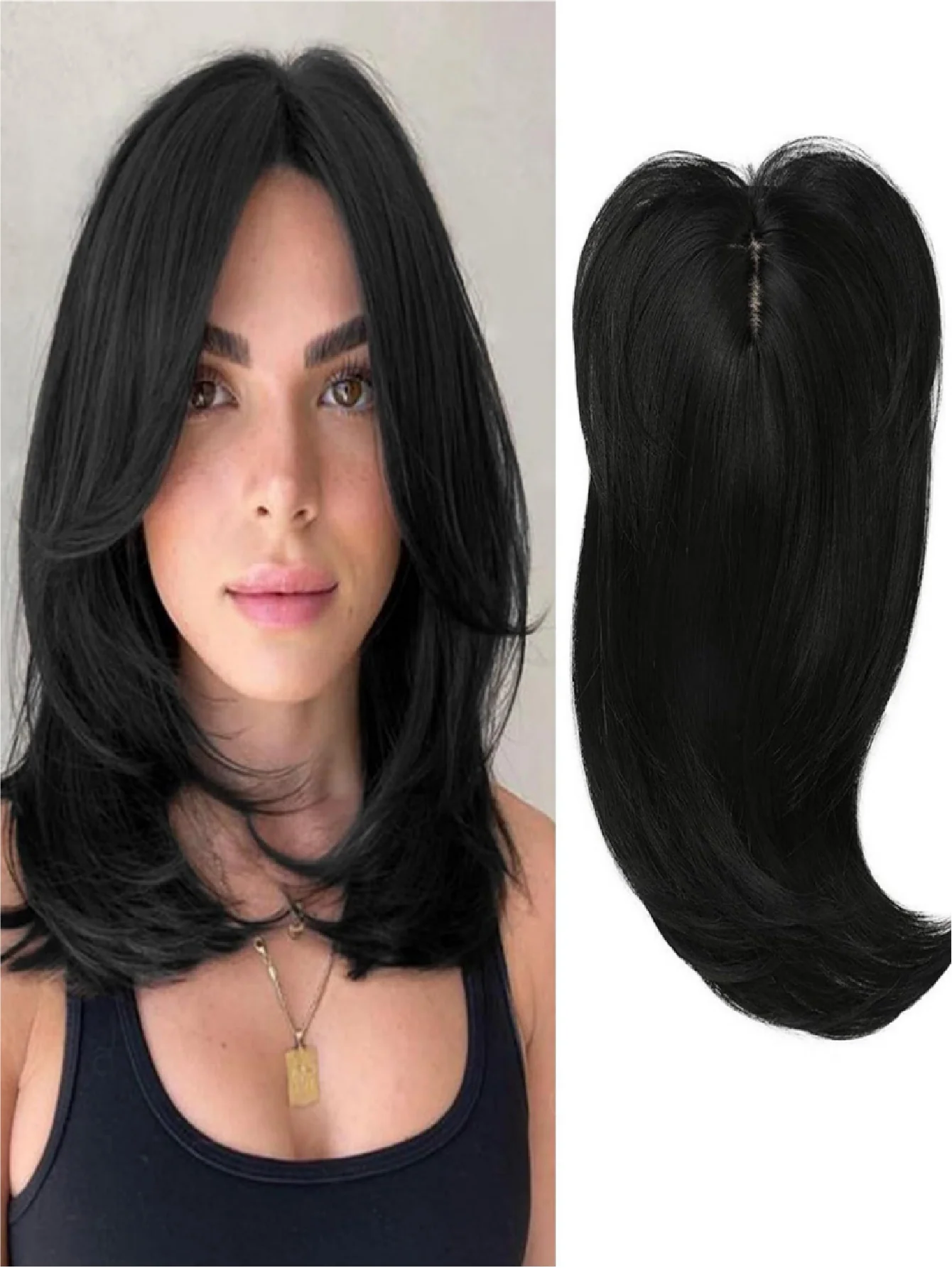 Invisible, Seamless, Long, Curly Wig With White Hair Covering - Image 5