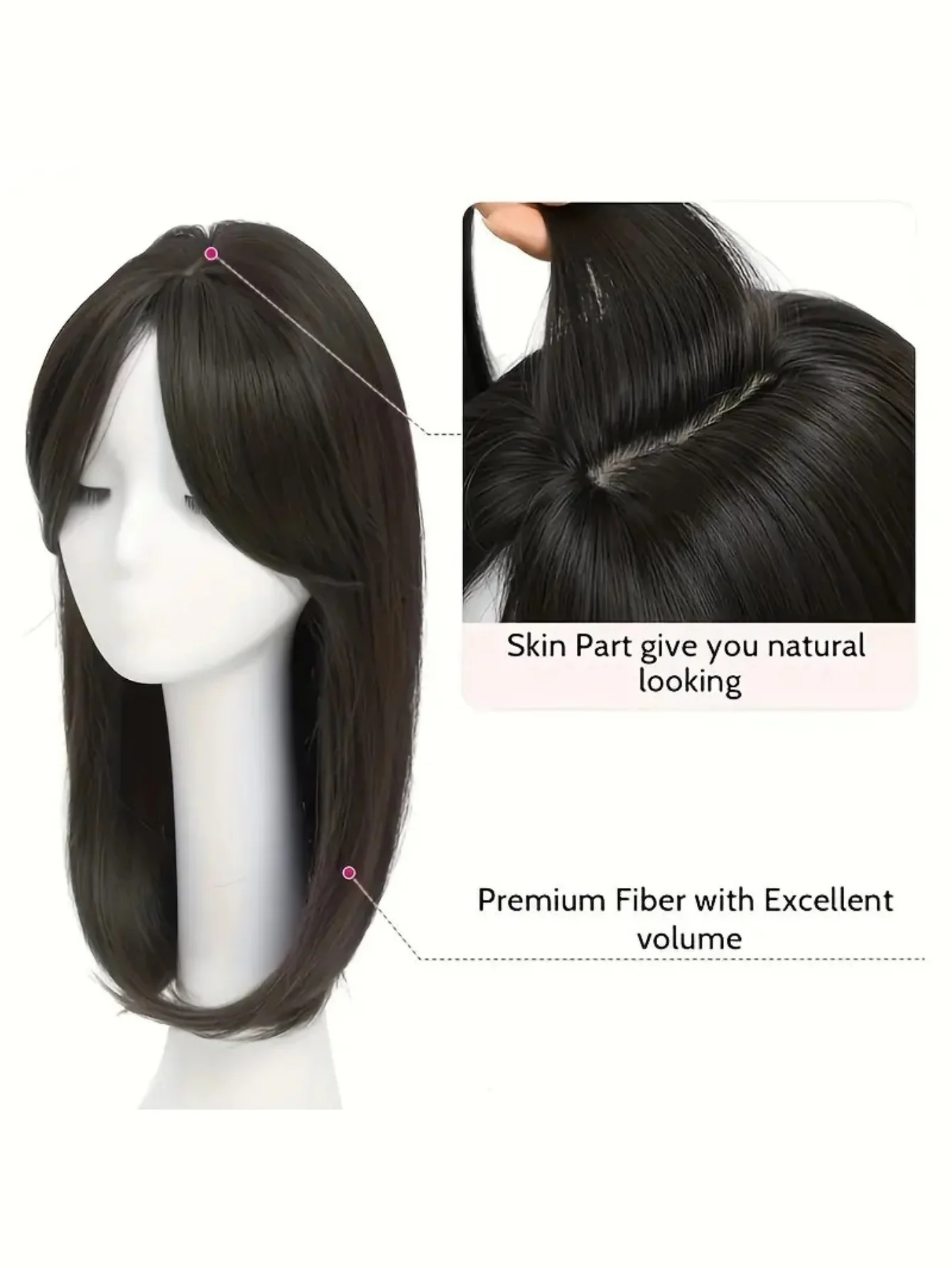 Invisible, Seamless, Long, Curly Wig With White Hair Covering - Image 6