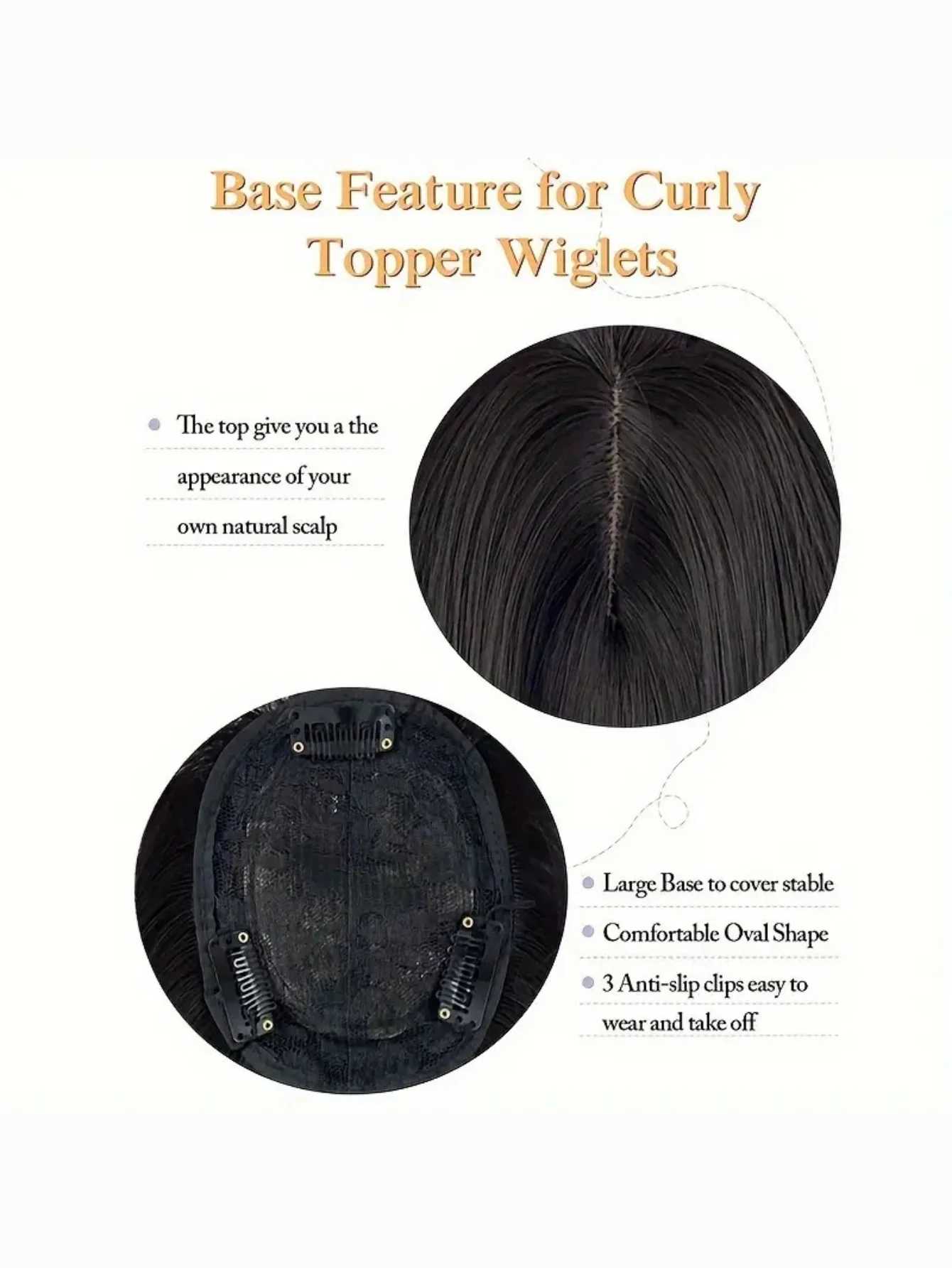 Invisible, Seamless, Long, Curly Wig With White Hair Covering - Image 7