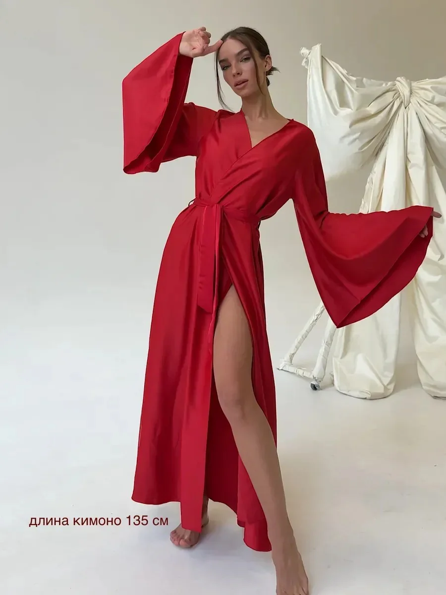 V-neck Thin Strap Nightgown Lazy Style Parties Maxi Dresses - Image 13