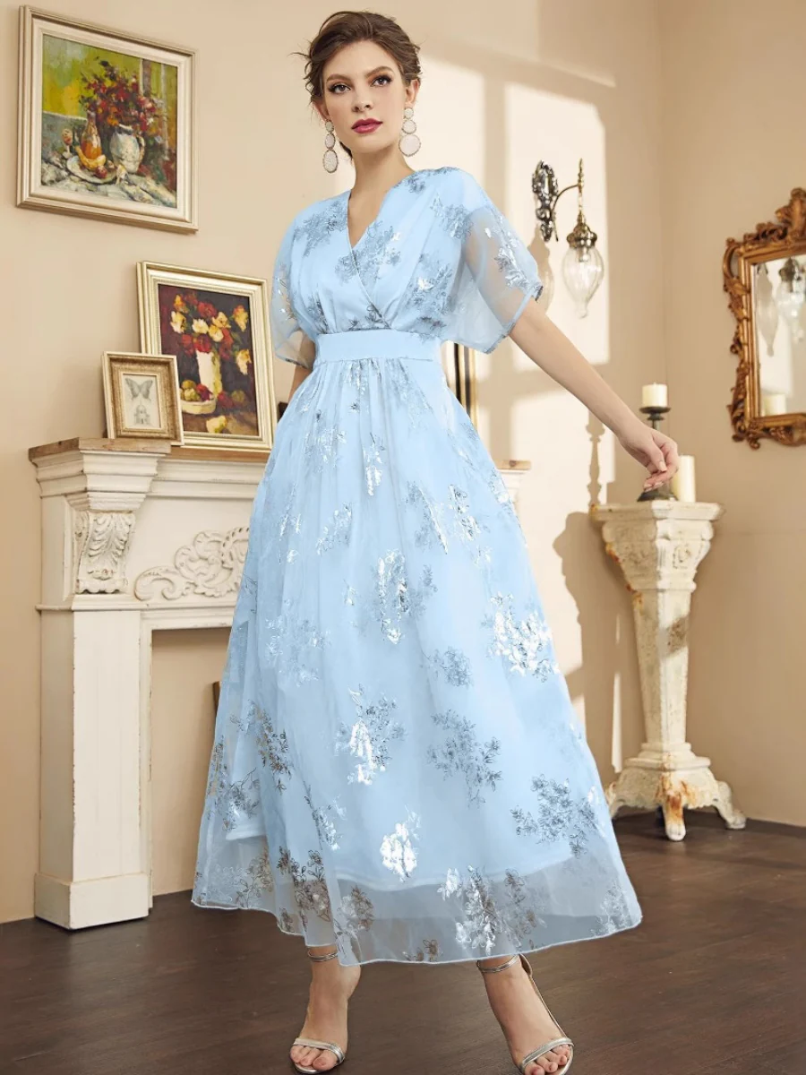 Organza Hot Stamping Gentle Maxi Dresses - Image 3