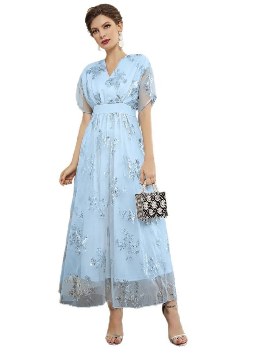 Organza Hot Stamping Gentle Maxi Dresses - Image 5