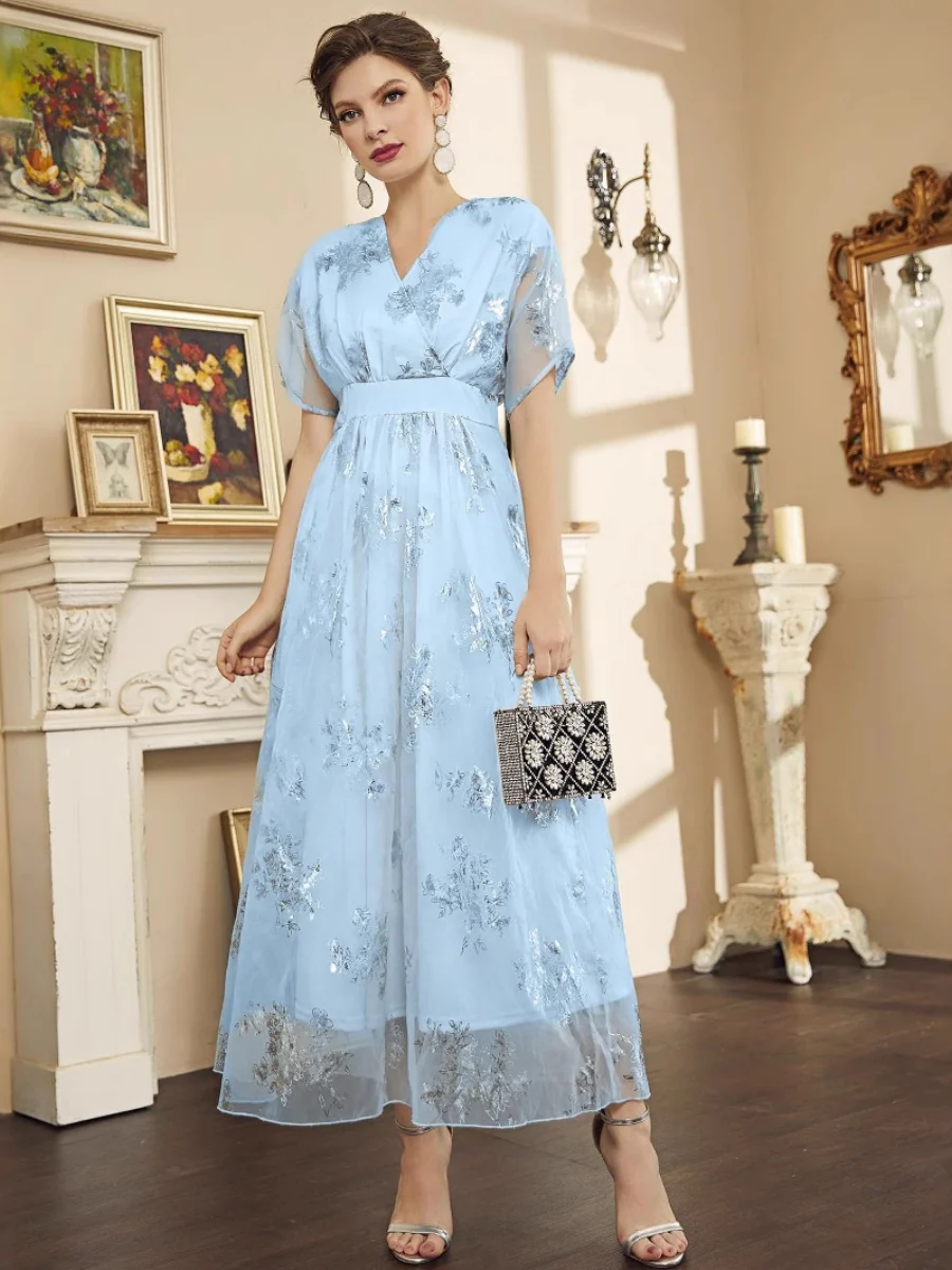 Organza Hot Stamping Gentle Maxi Dresses - Image 6