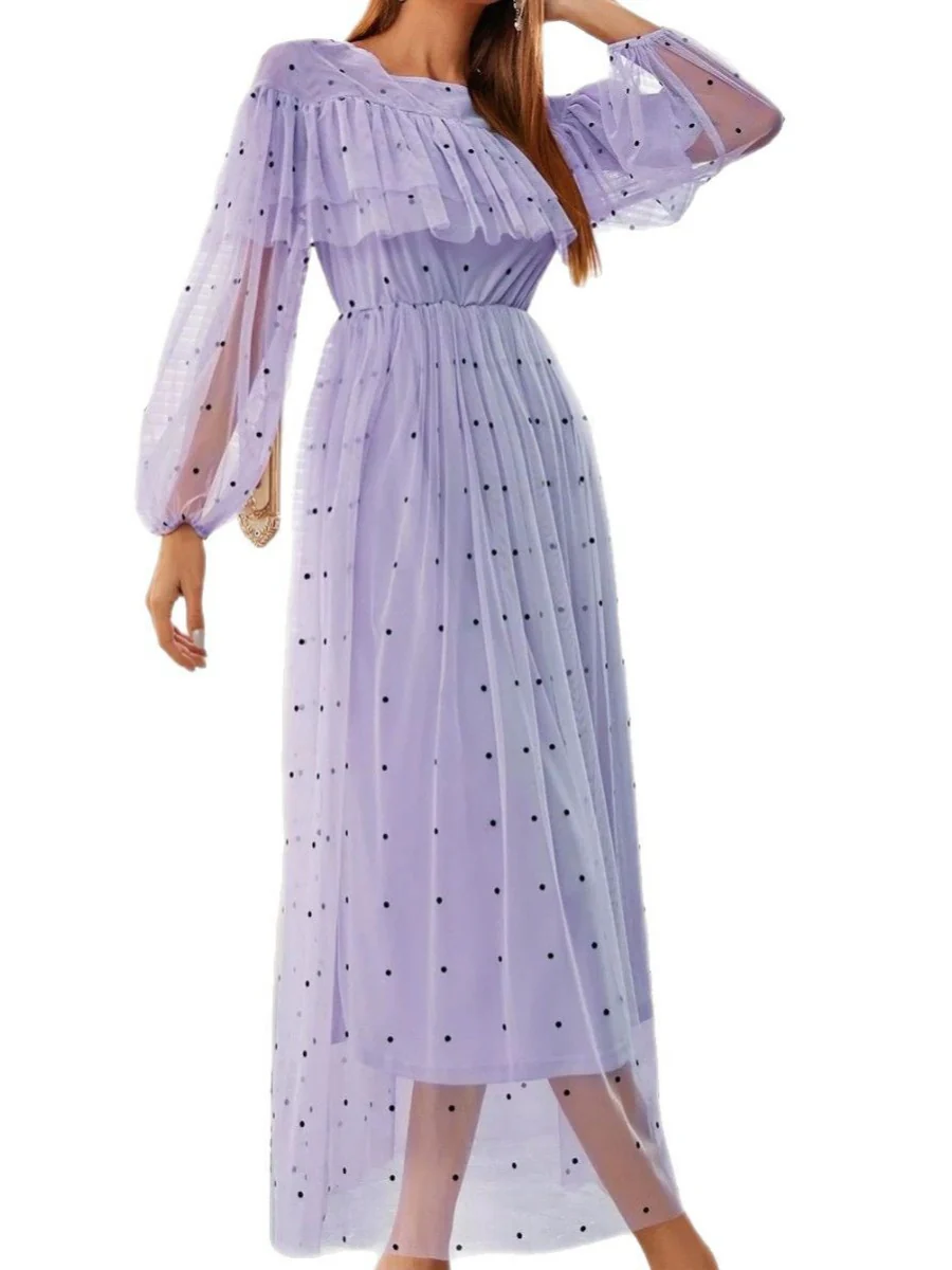 Mesh Polka Dots Maxi Dresses - Image 5