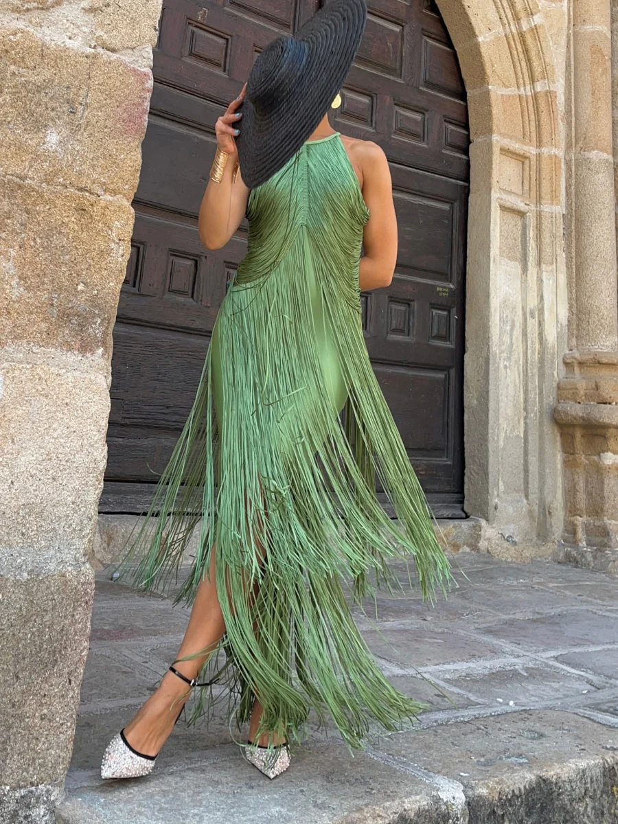 Halter Tassel Reunion Formal Dress Maxi Dresses - Image 5