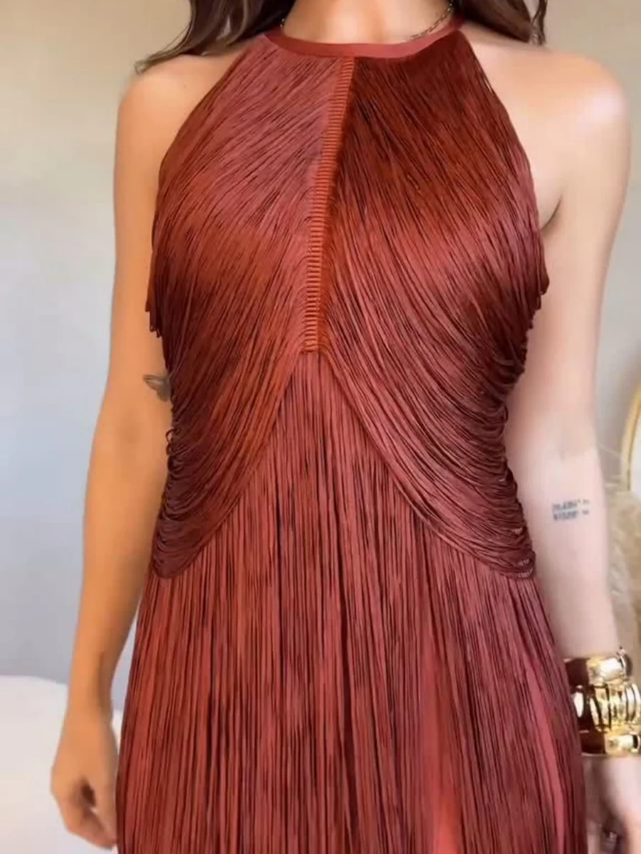Halter Tassel Reunion Formal Dress Maxi Dresses - Image 7
