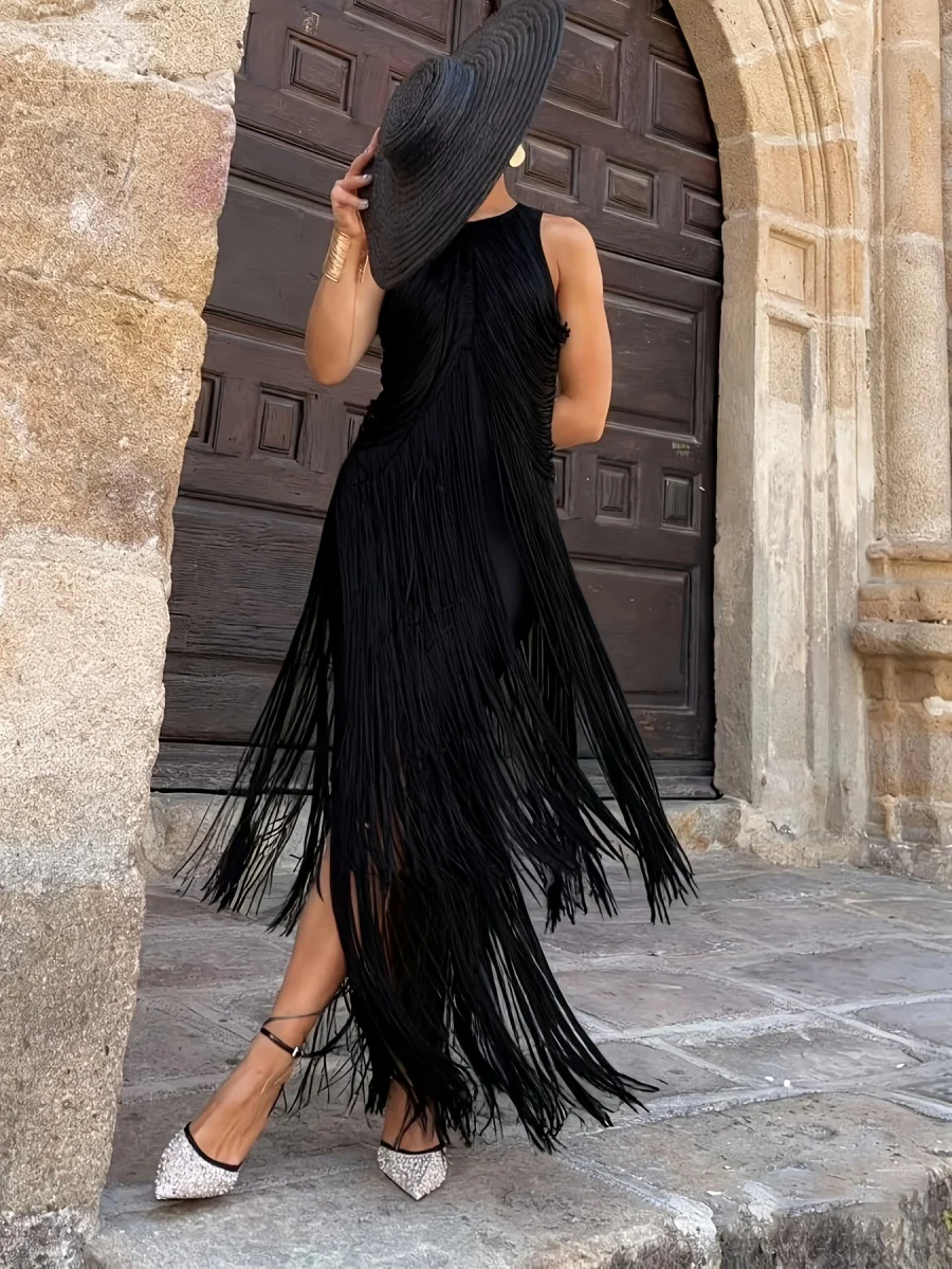 Halter Tassel Reunion Formal Dress Maxi Dresses - Image 8